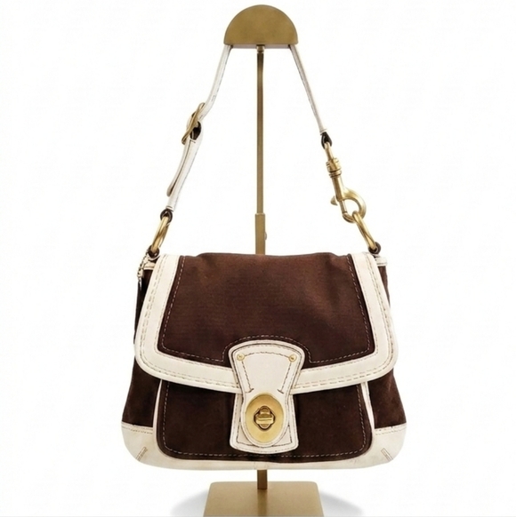 Coach Handbags - Coach Vintage 2006 EUC Legacy Parchment/Brown Slim Flap Ali Turnlock Bag
